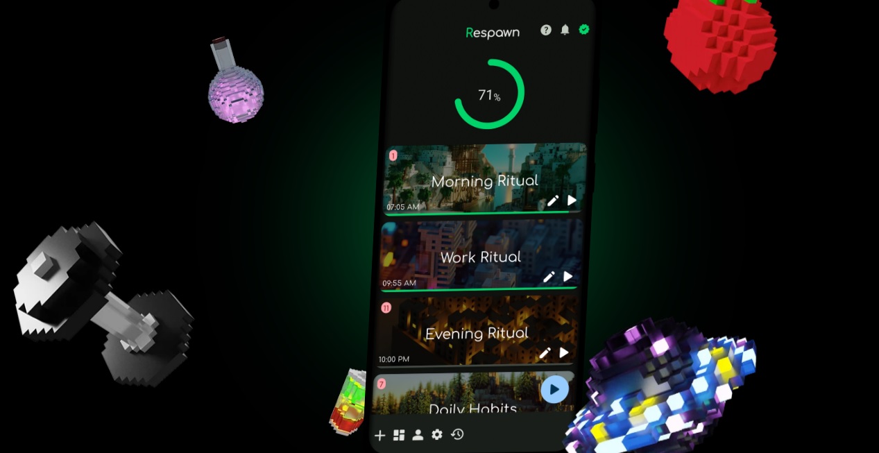 Crie novos hábitos e mantenha-se a par de todo o progresso feito ao longo do tempo com a Respawn