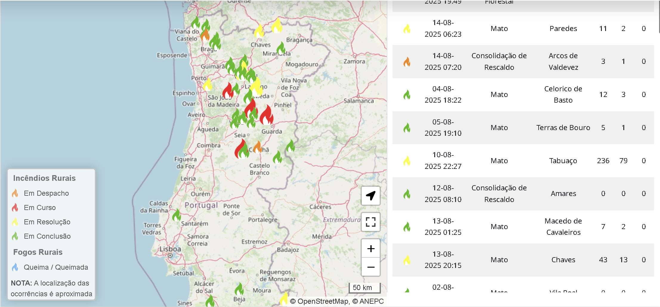 Incêndios: quais são as áreas onde continuam ativos e como evolui o nível de risco?