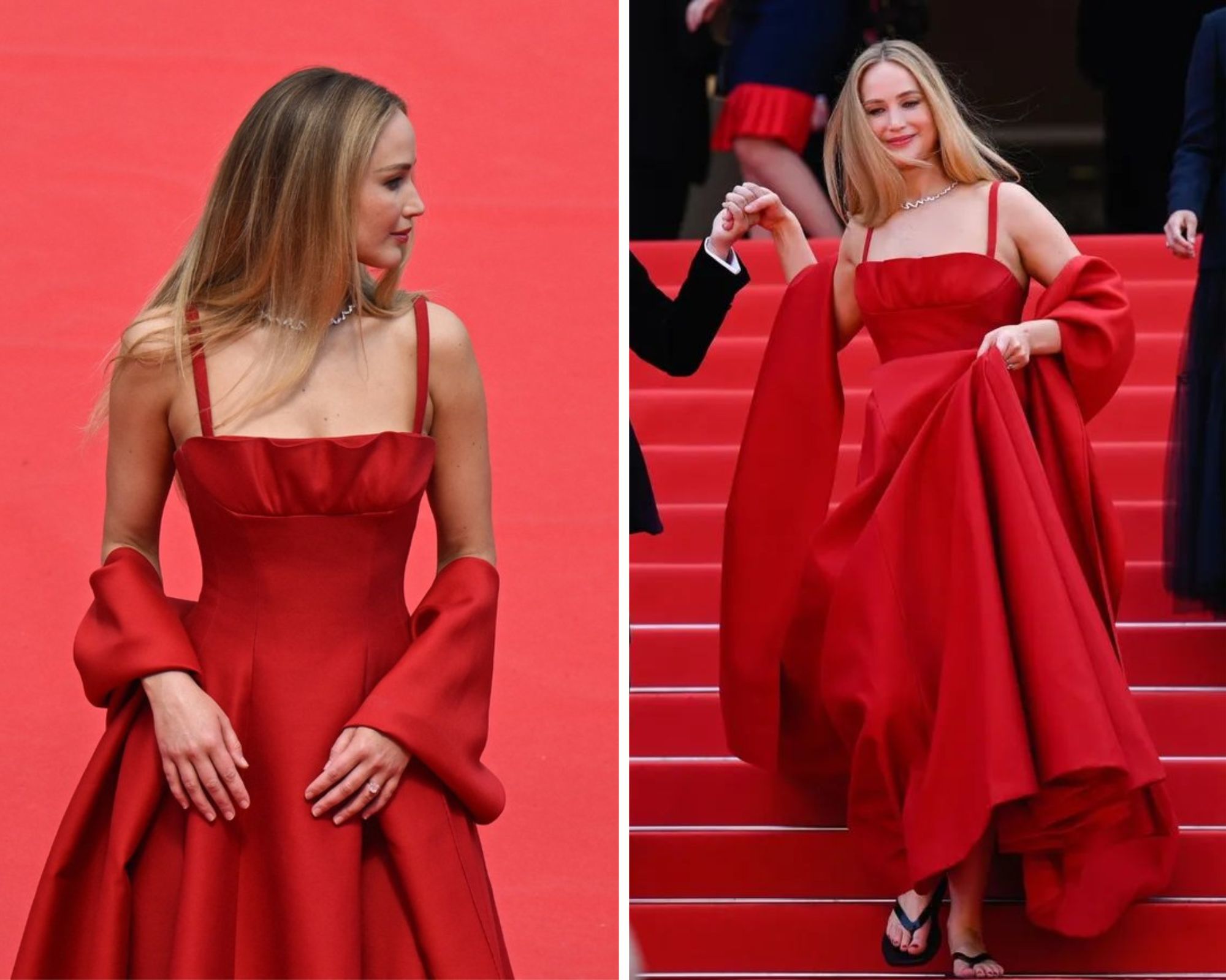 Jennifer Lawrence foi ao Festival de Cannes a chinelar e estamos completamente fãs do look