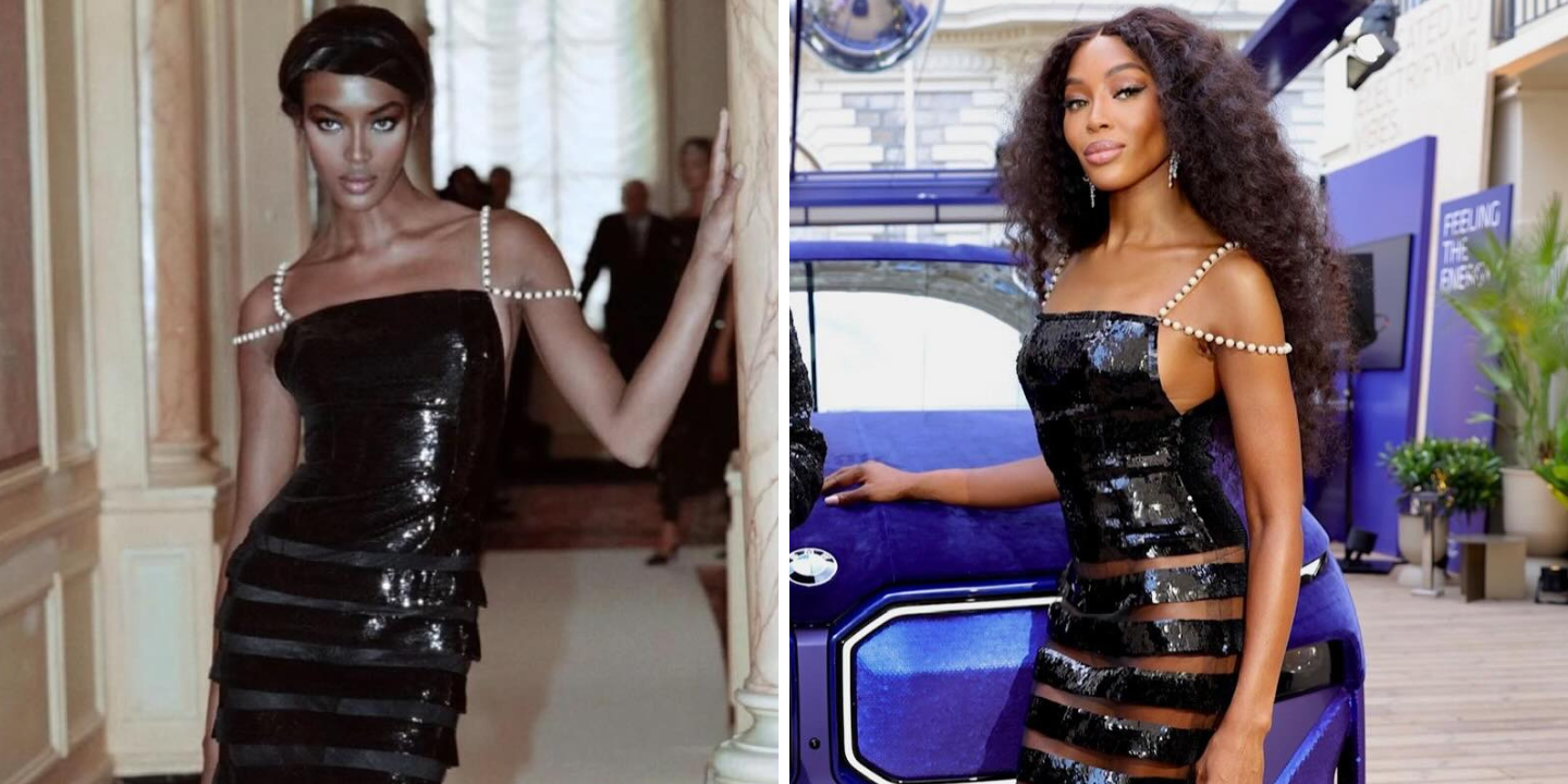 Alerta, nostalgia. Naomi Campbell deslumbra em Cannes com vestido que usou em 1996. Veja mais looks