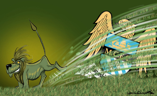 O leão mostra o seu calcanhar