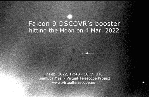 Astrónomo capta destroço do foguetão Falcon 9 da SpaceX em rota de colisão com a Lua Astrónomo capta destroço do foguetão Falcon 9 da SpaceX em rota de colisão com a Lua