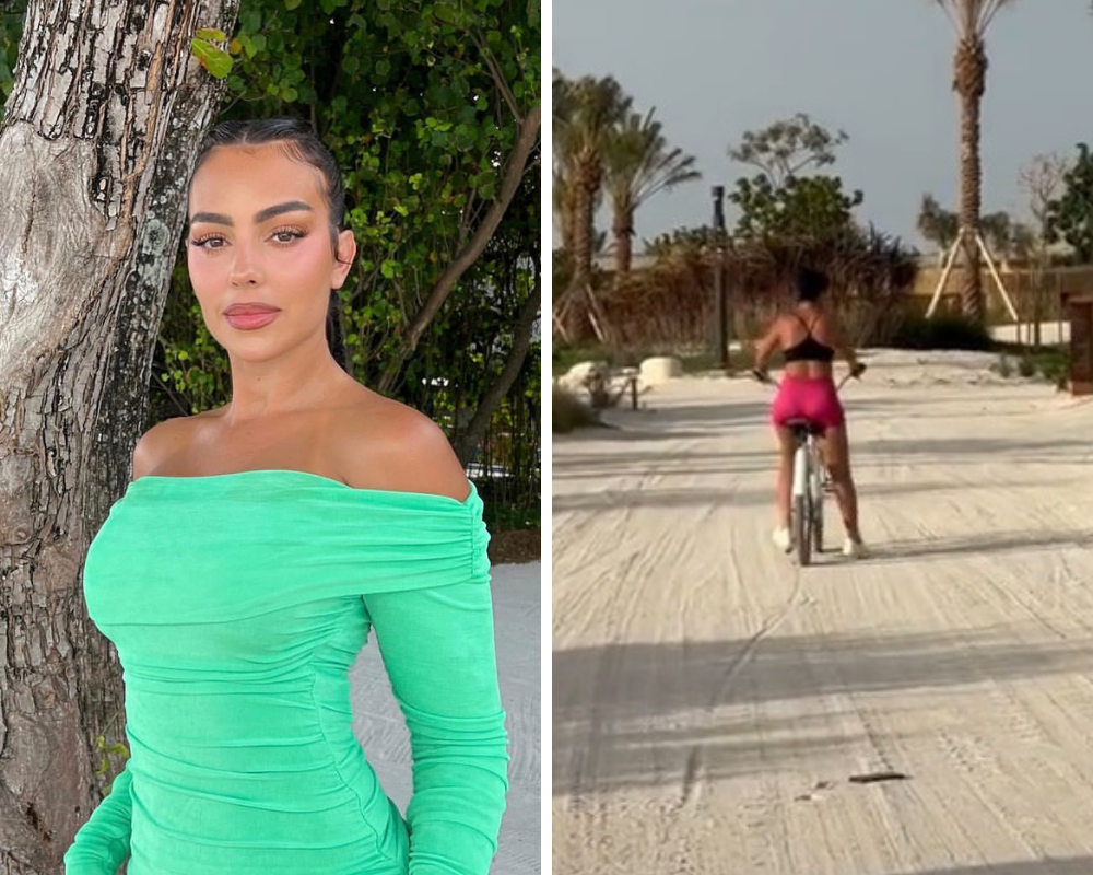 Georgina estava a dar tudo na bicicleta mas a gravidade não colaborou. Veja o vídeo hilariante