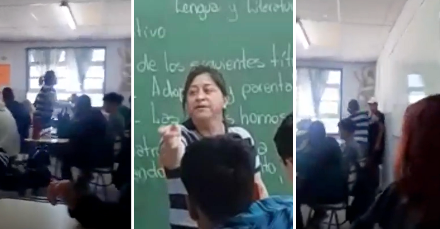 Mulher entra pela sala de aula adentro e agride aluno que fazia bullying ao filho. E foi tudo filmado