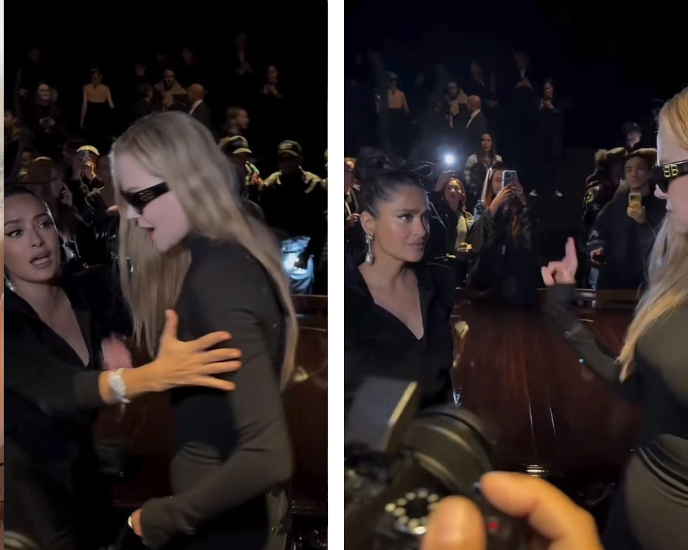 O que raio se passou aqui? Nicole Kidman e Salma Hayek em momento de tensão durante desfile (VÍDEO)