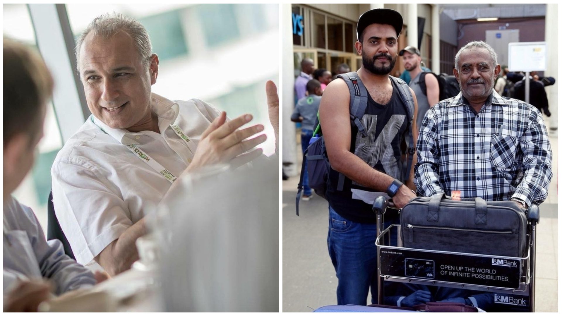 Estes dois passageiros perderam o voo da Ethiopian Airlines que caiu