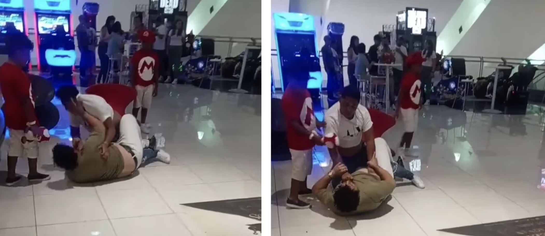 Pais envolvem-se à pancada em frente aos filhos após verem o filme do “Super Mário”. Veja o vídeo