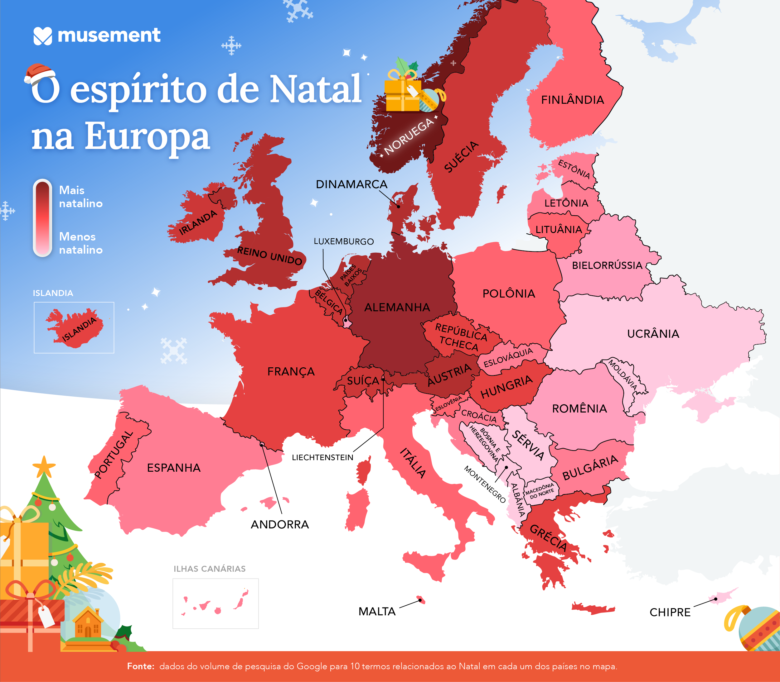 Qual é o país da Europa com mais espírito de Natal? Veja o mapa e descubra  - Notícias - SAPO Viagens