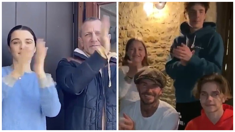 As fotos de celebridades como Beckham ou Daniel Craig a baterem palmas aos profissionais de saúde