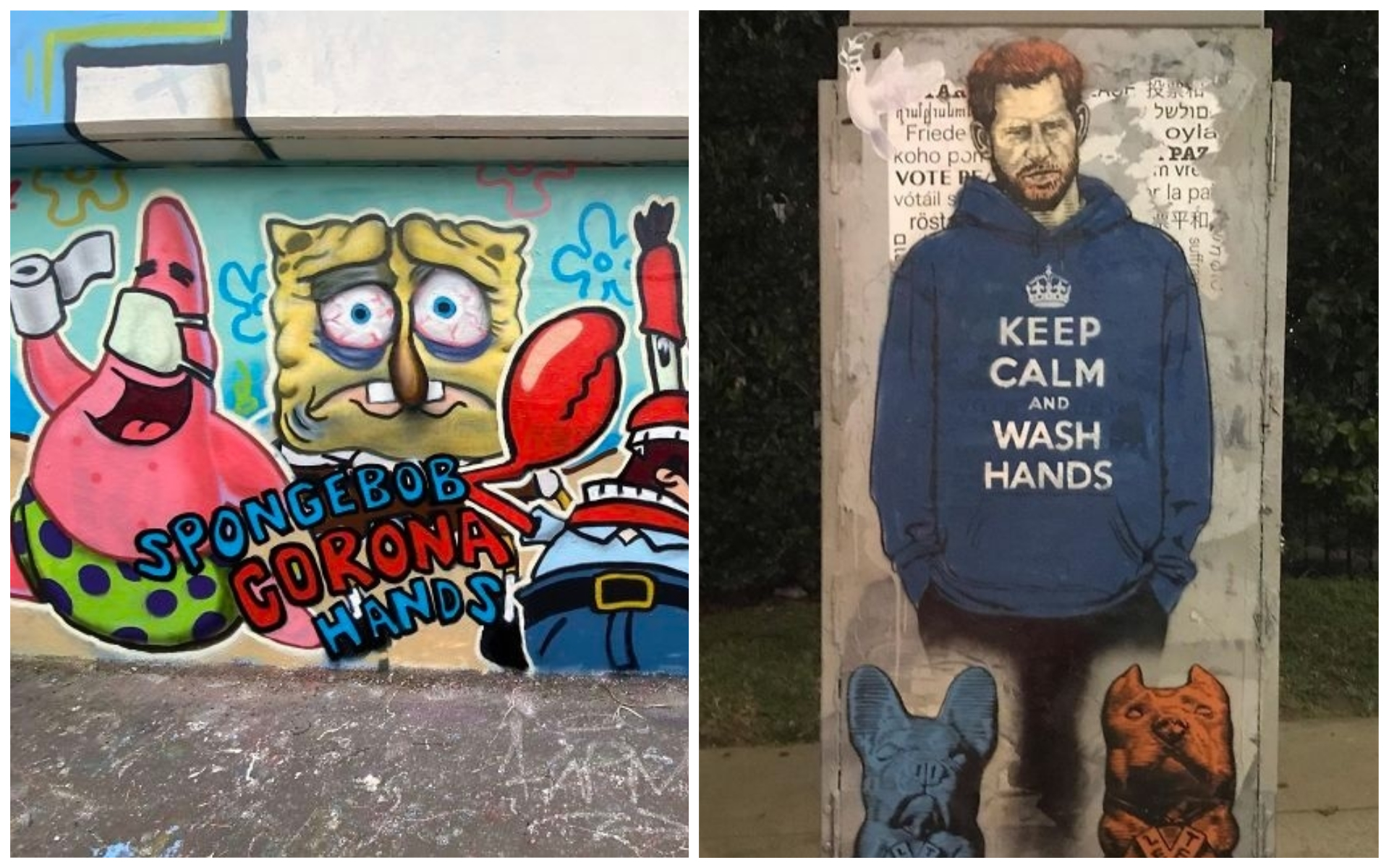 Da recriação do “Spongebob” ao Príncipe Harry — é assim a arte dos graffitis em tempo de pandemia