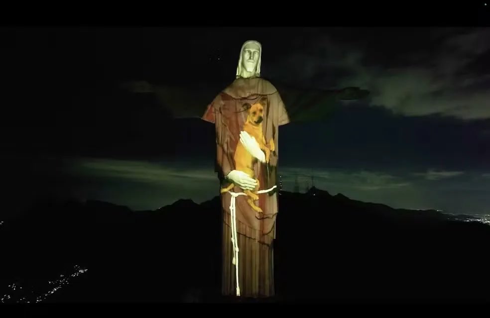 Cristo Redentor abraça animais de rua para combater o abandono. Veja o vídeo do momento comovente