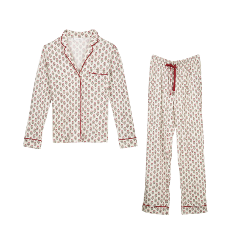 Women’secret, Pijama longo com camisa floral marfim