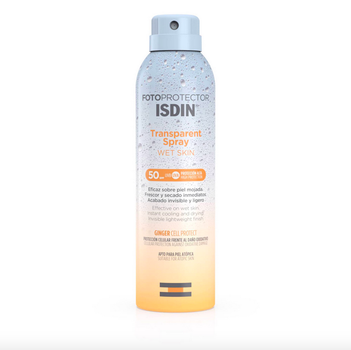 ISDIN, Fotoprotector Spray Transparente Wet Skin SPF50