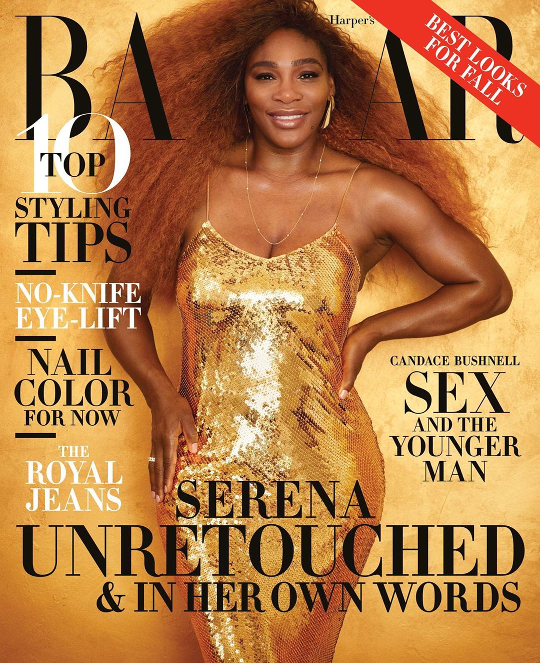 Serena Williams sem photoshop na capa da “Harper’s Bazaar”