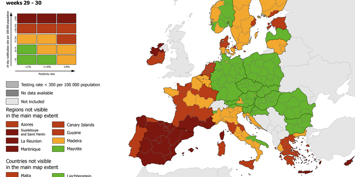 COVID-19: Mapa mostra que nível máximo de infeções se mantém em Portugal,  Espanha, França, Itália e Grécia - Ciência - SAPO Tek