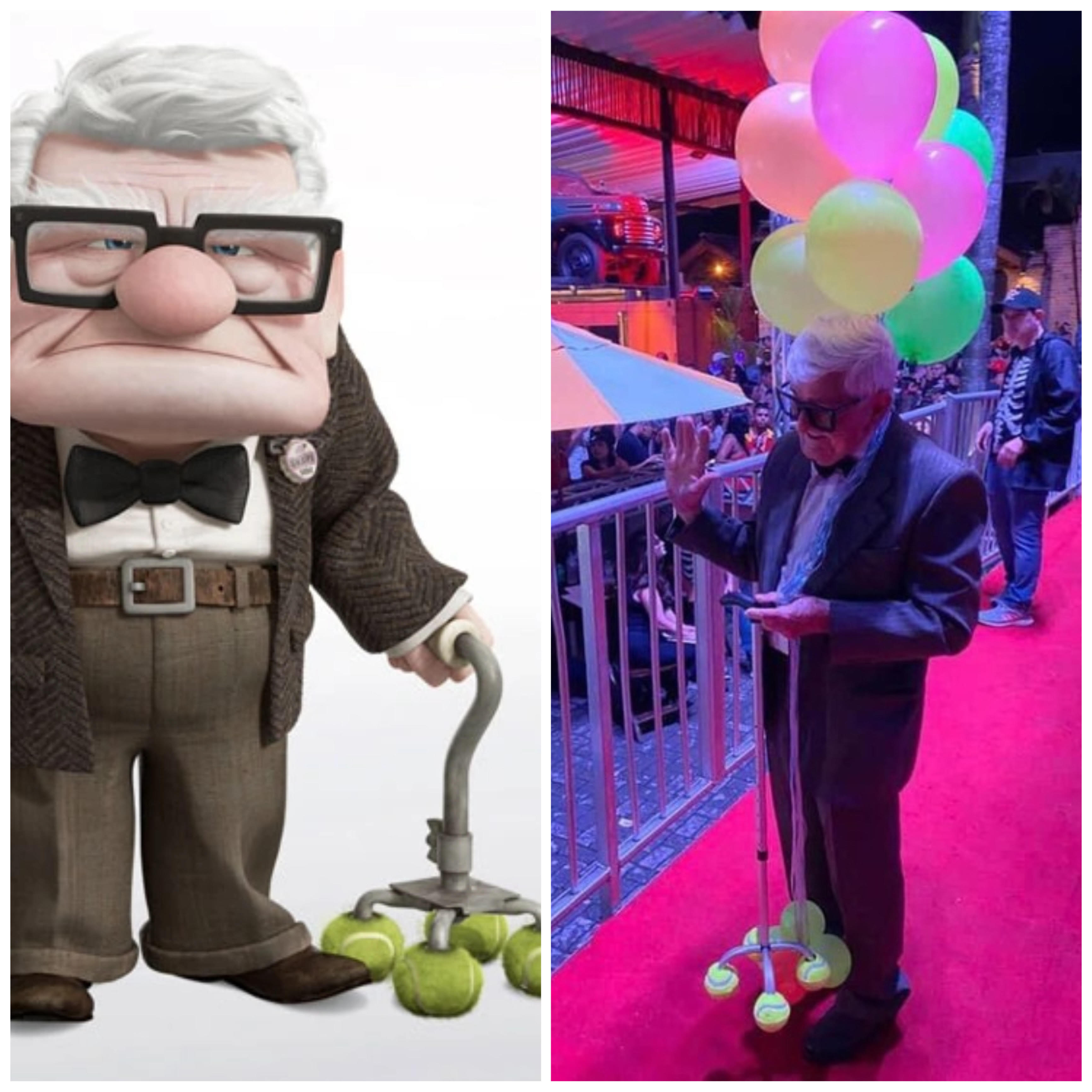 Idoso vestiu-se de personagem do “UP” e arrecadou o primeiro lugar num concurso de máscaras