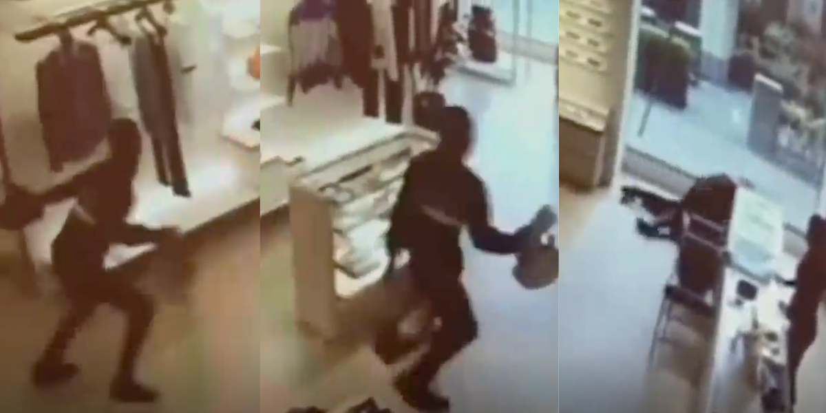 Hilariante. Rouba mala de 18 mil € da Louis Vuitton, tenta fugir, esbarra contra o vidro e desmaia (veja o vídeo)