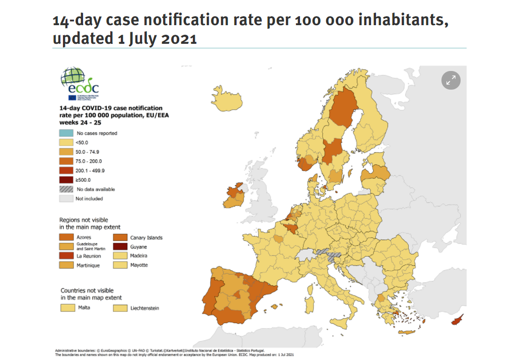 Portugal continua pintado a vermelho no mapa da COVID-19. Espanha e sul de  França mais graves - Ciência - SAPO Tek