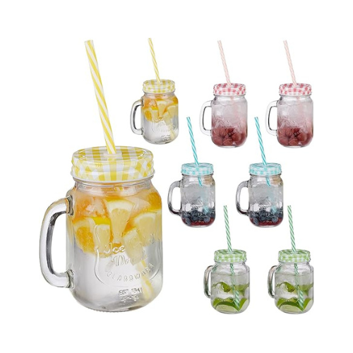 Relaxdays, Conjunto de 8 copos com tampa e palhinha coloridos – Amazon
