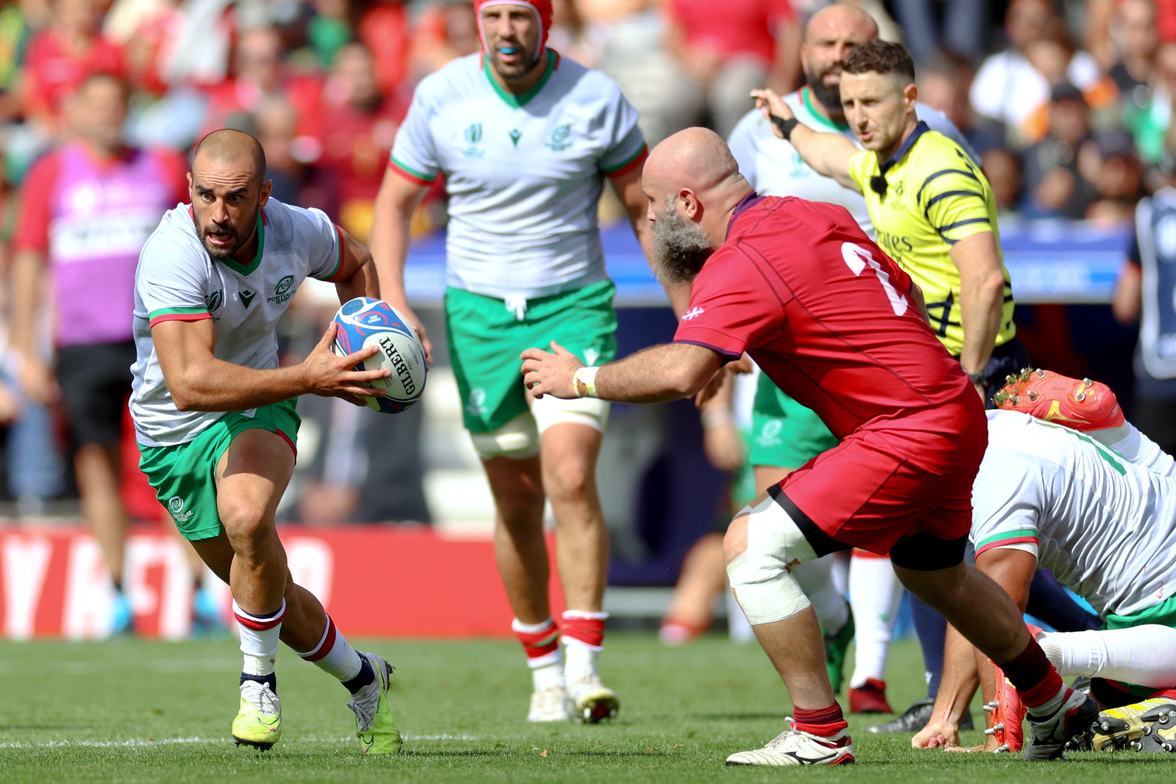 Jogo de rugby entre a geórgia e o conceito de portugal para o torneio de  rugby