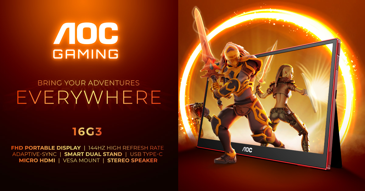 AOC GAMING 16G3: este monitor de gaming portátil foi feito para jogar onde quer que esteja
