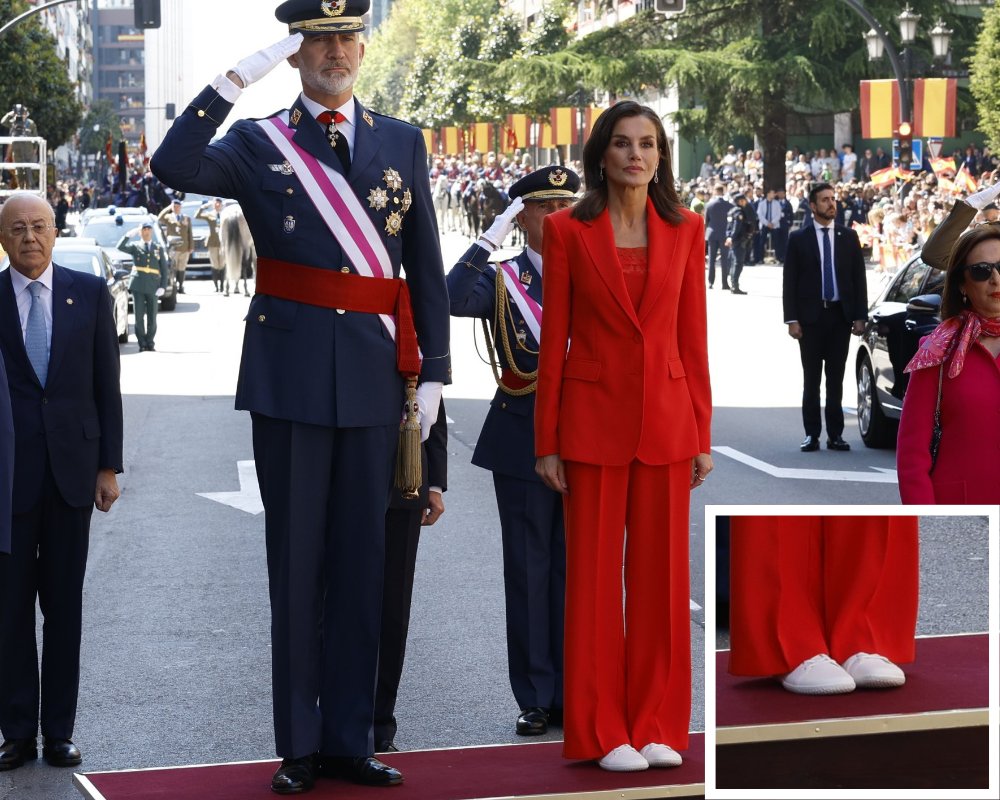 Depois de ter fraturado dedo do pé, rainha Letizia trocou os saltos altos por estas sapatilhas