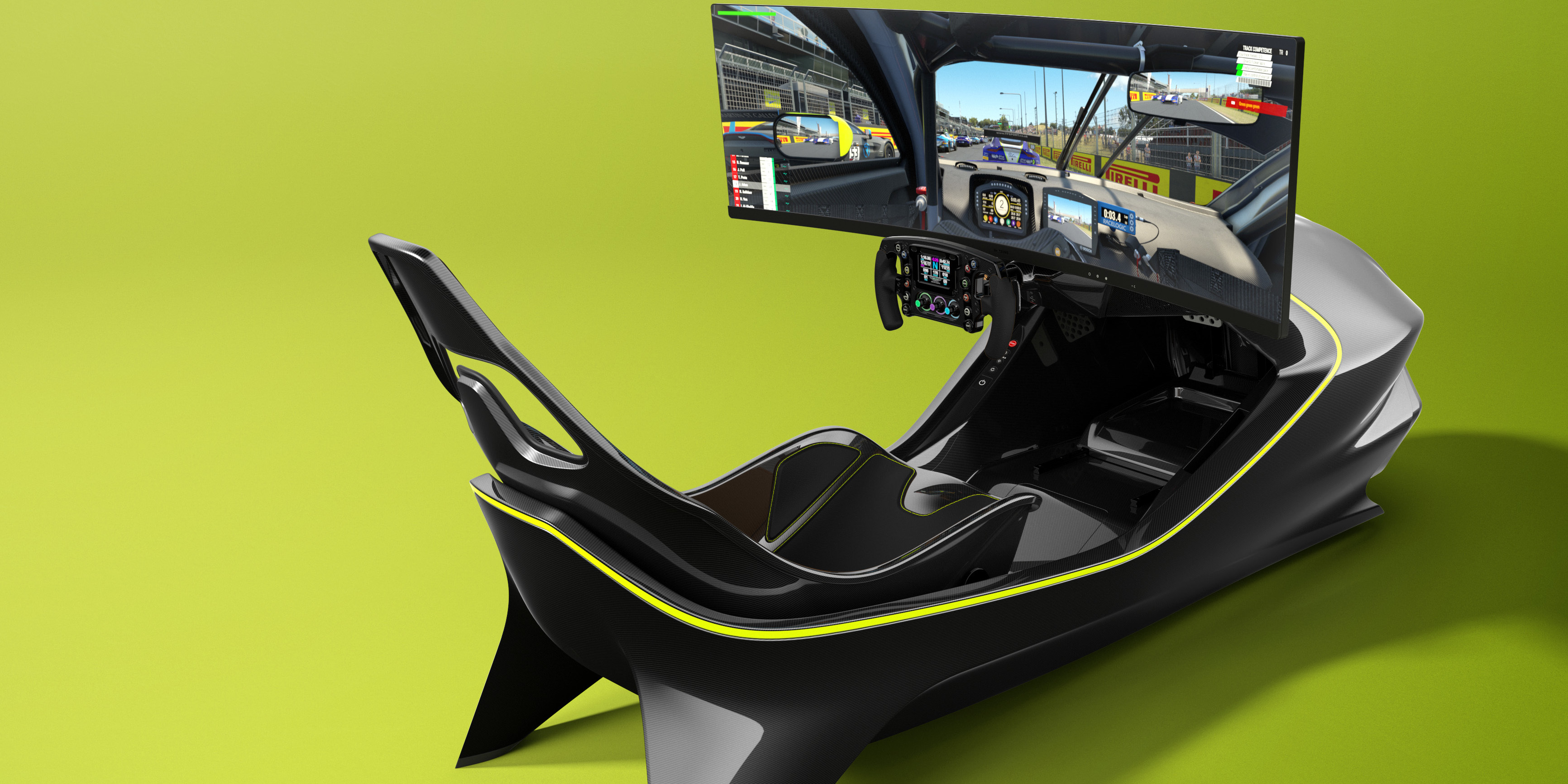 Aston Martin revela o seu primeiro simulador de corridas: o AMR-C01. É feito de fibra de carbono e custa 62.340 euros