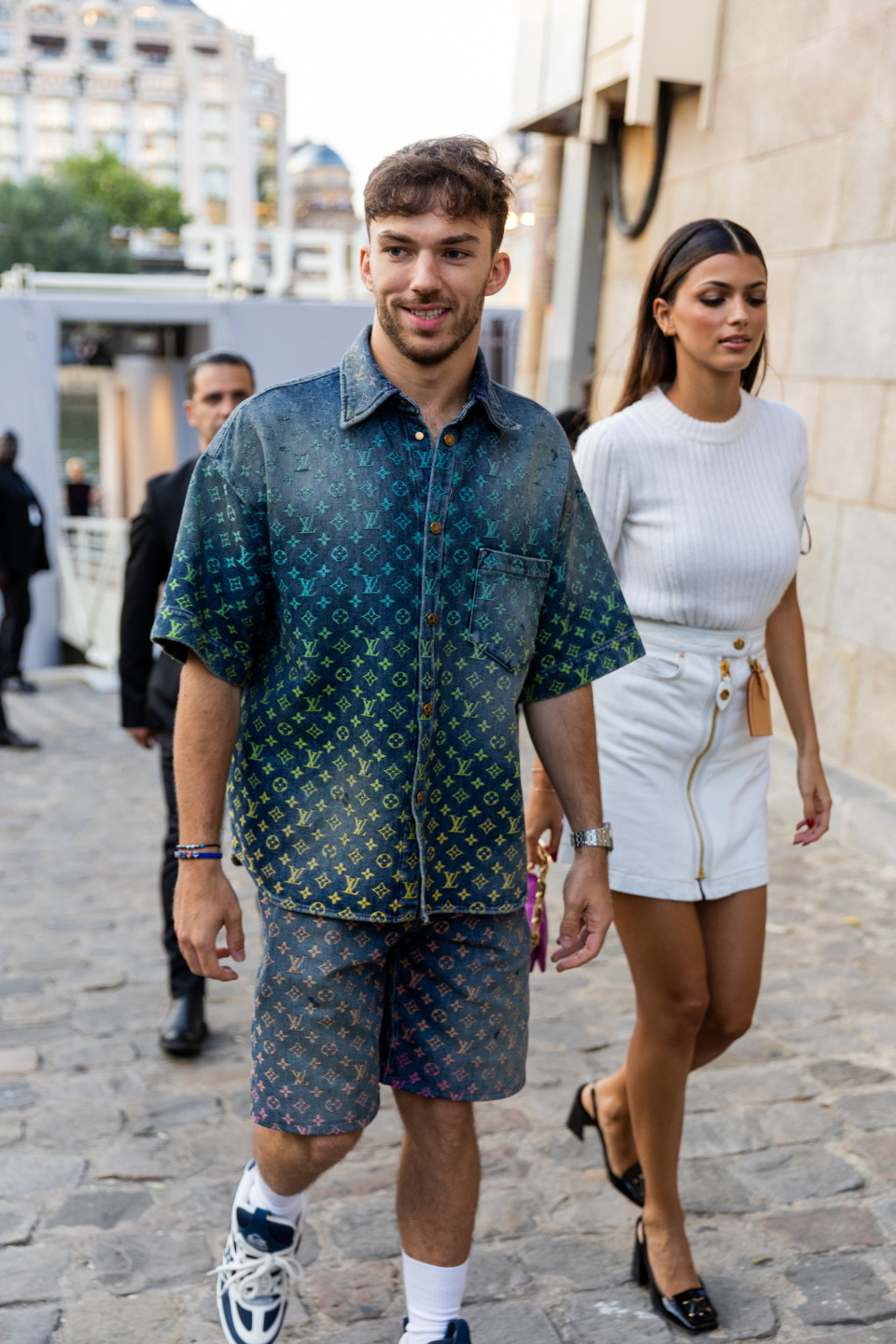 Pierre Gasly and Francisca Gomes attend the Louis Vuitton Menswear