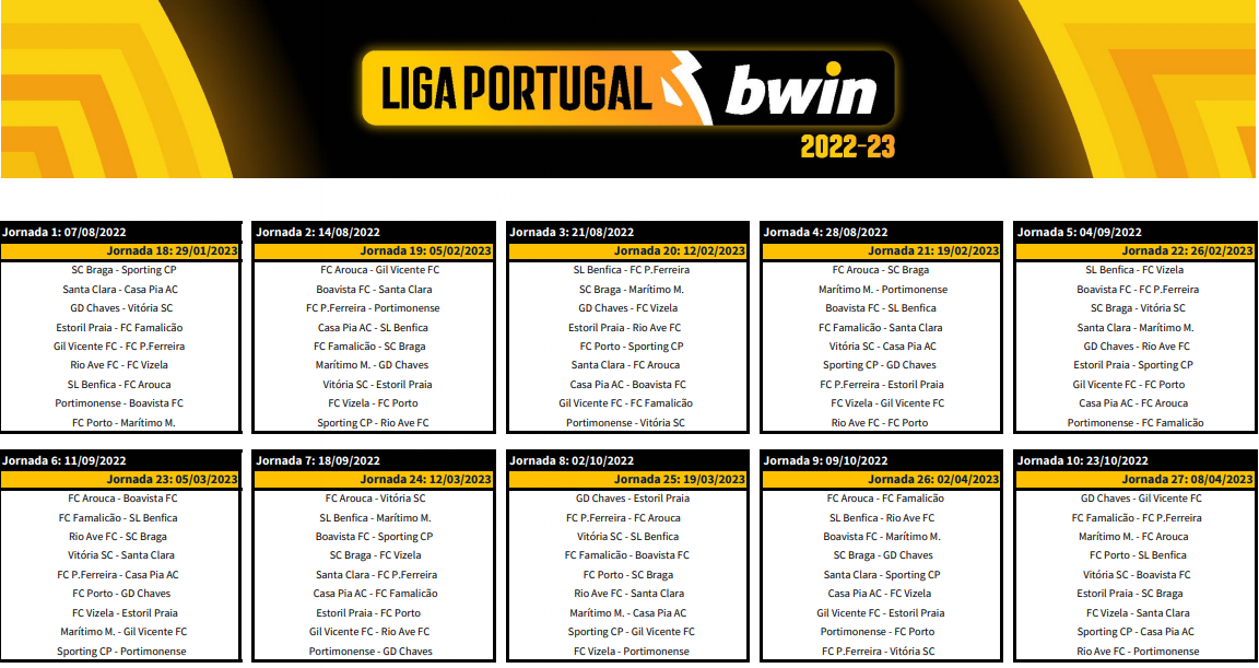 Calendário da Liga 2021/22: jogos, datas, horas e transmissões TV - CNN  Portugal