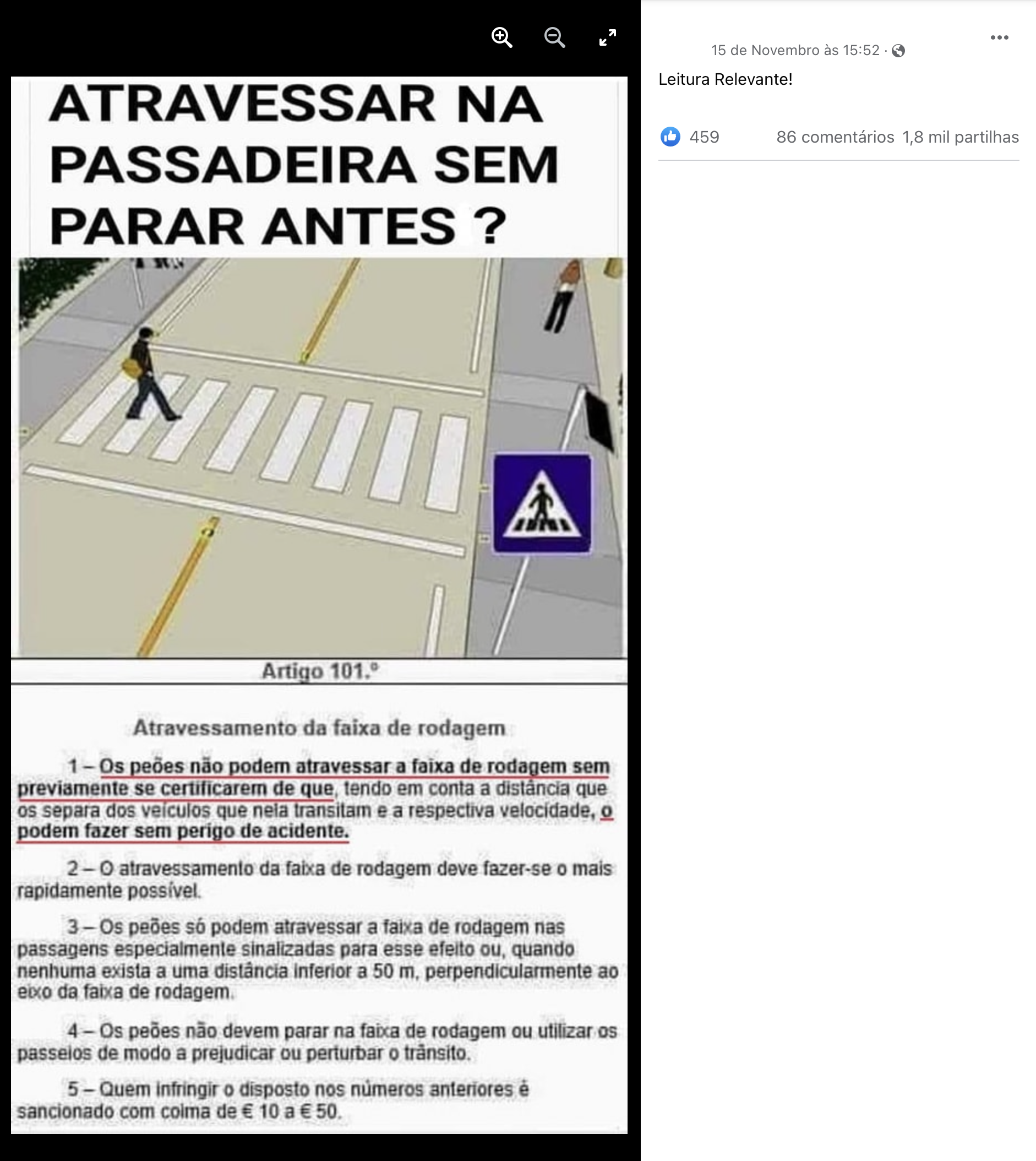 15 peões multados em menos de 24 horas por atravessarem rua fora da  passadeira - Sociedade - Correio da Manhã