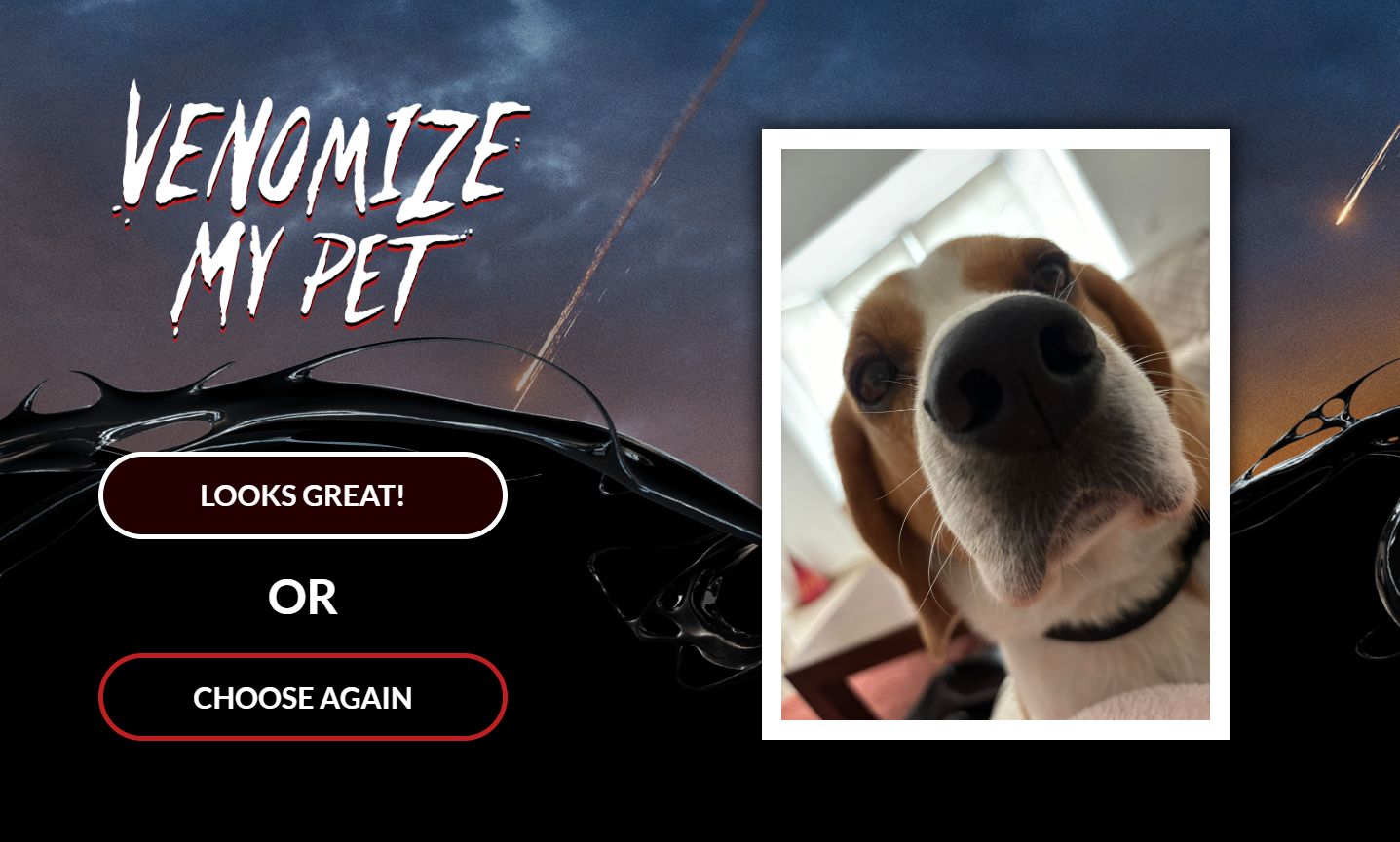 Neste website a sugestão é “venominizar” o seu bicho de estimação