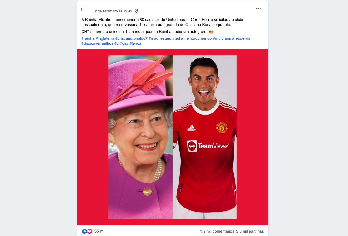 Decay boy Temple Rainha Isabel II pediu a Cristiano Ronaldo para autografar 80 camisolas do  Manchester United? - Polígrafo