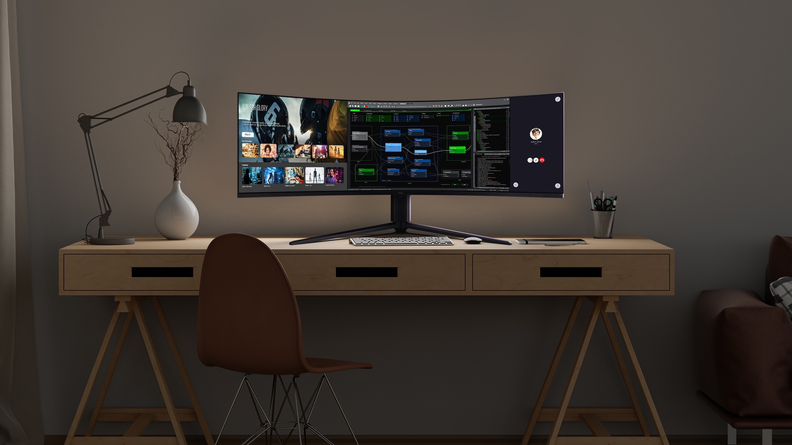 Monitor de gaming 4K de 57 polegadas da TCL mostra potencial para eSports