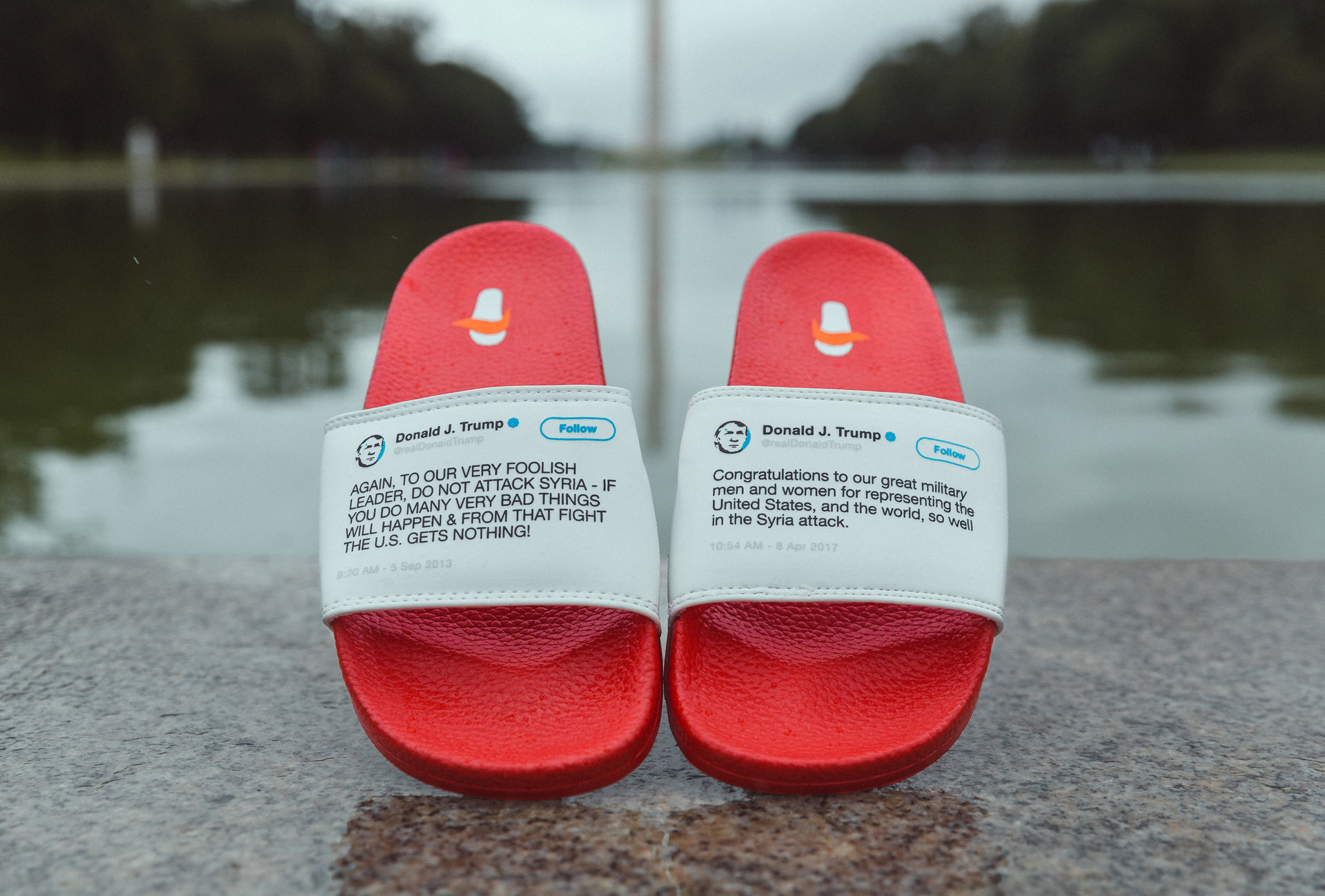 Estes chinelos com tweets contraditórios de Donald Trump abriram noticiários