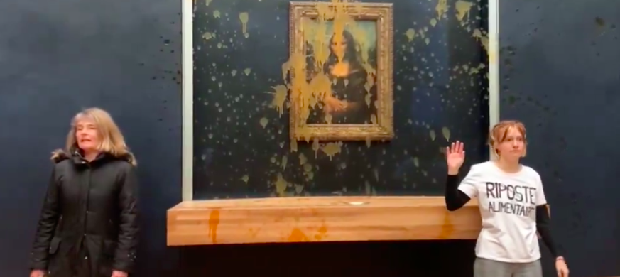 Ativistas atiram sopa à Mona Lisa por uma “alimentação saudável e sustentável”. Veja o vídeo