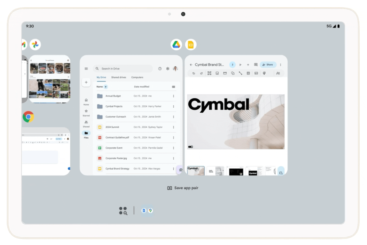 Android 15 - multitarefas em tablets e dobráveis