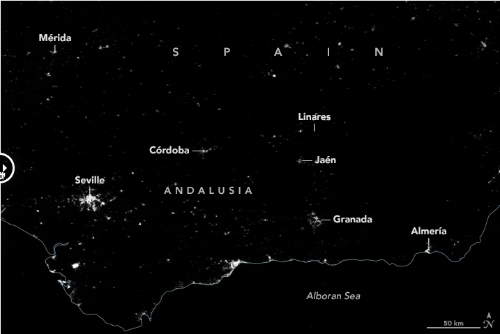 Imagens do apagão elétrico de 28 de abril 2025 captadas por satélites