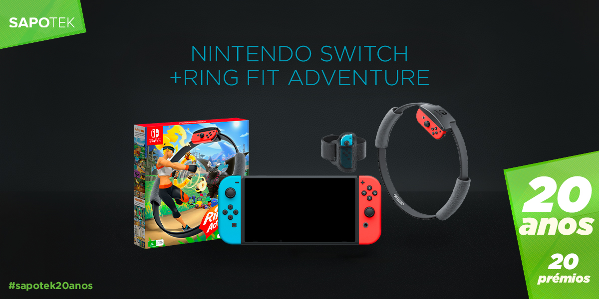 Passatempo SAPO TeK 20 anos 20 prémios: ganhe uma Nintendo Switch e o jogo Ring Fit Adventure