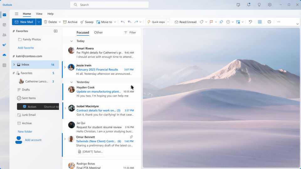 Outlook com Microsoft 365 copilot