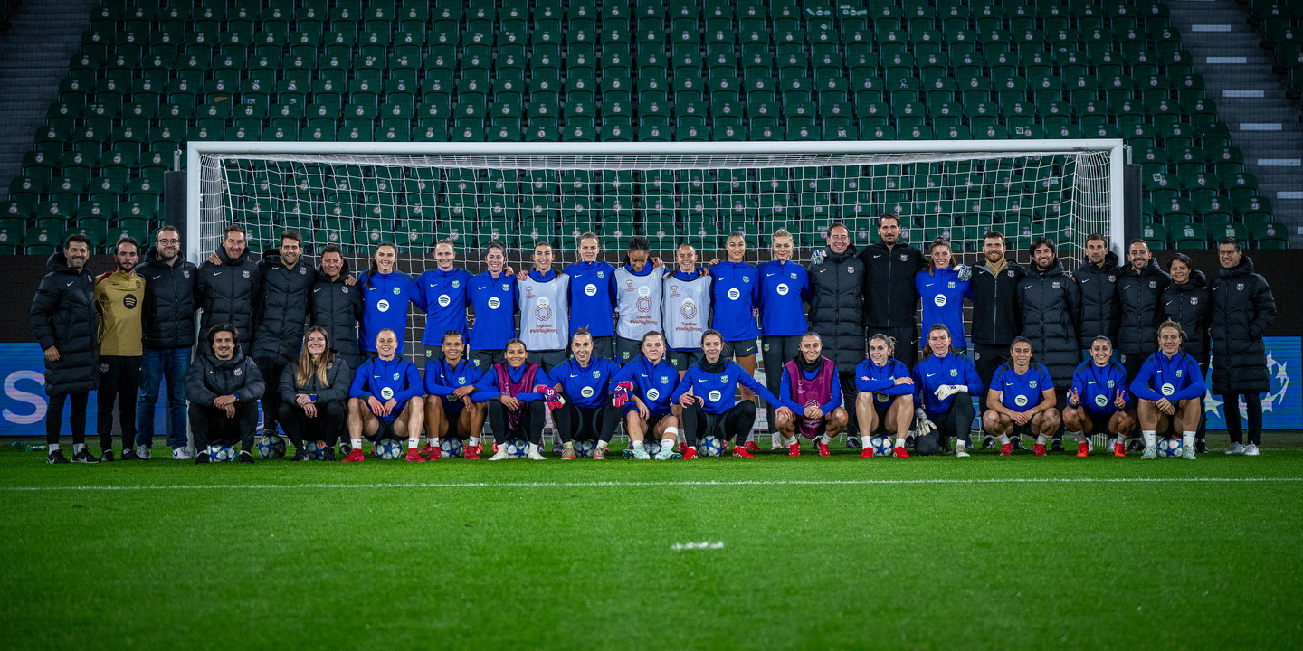 FOTO: Antes do jogo com o Wolfsburgo, jogadoras do Barça não esqueceram Kika Nazareth