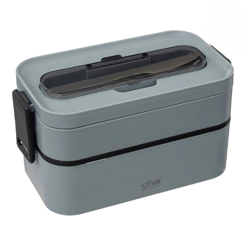 Hôma, Lancheira Retangular com Dois Compartimentos e Talheres