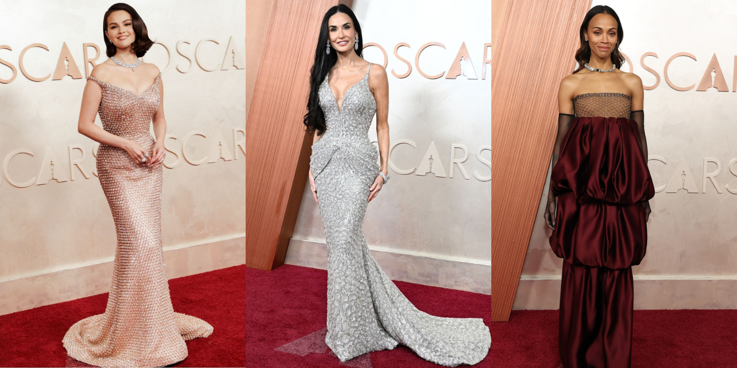 Brilhos foram tendência forte nos Óscares. Veja os 13 looks de celebridades brilhantes de que mais gostámos