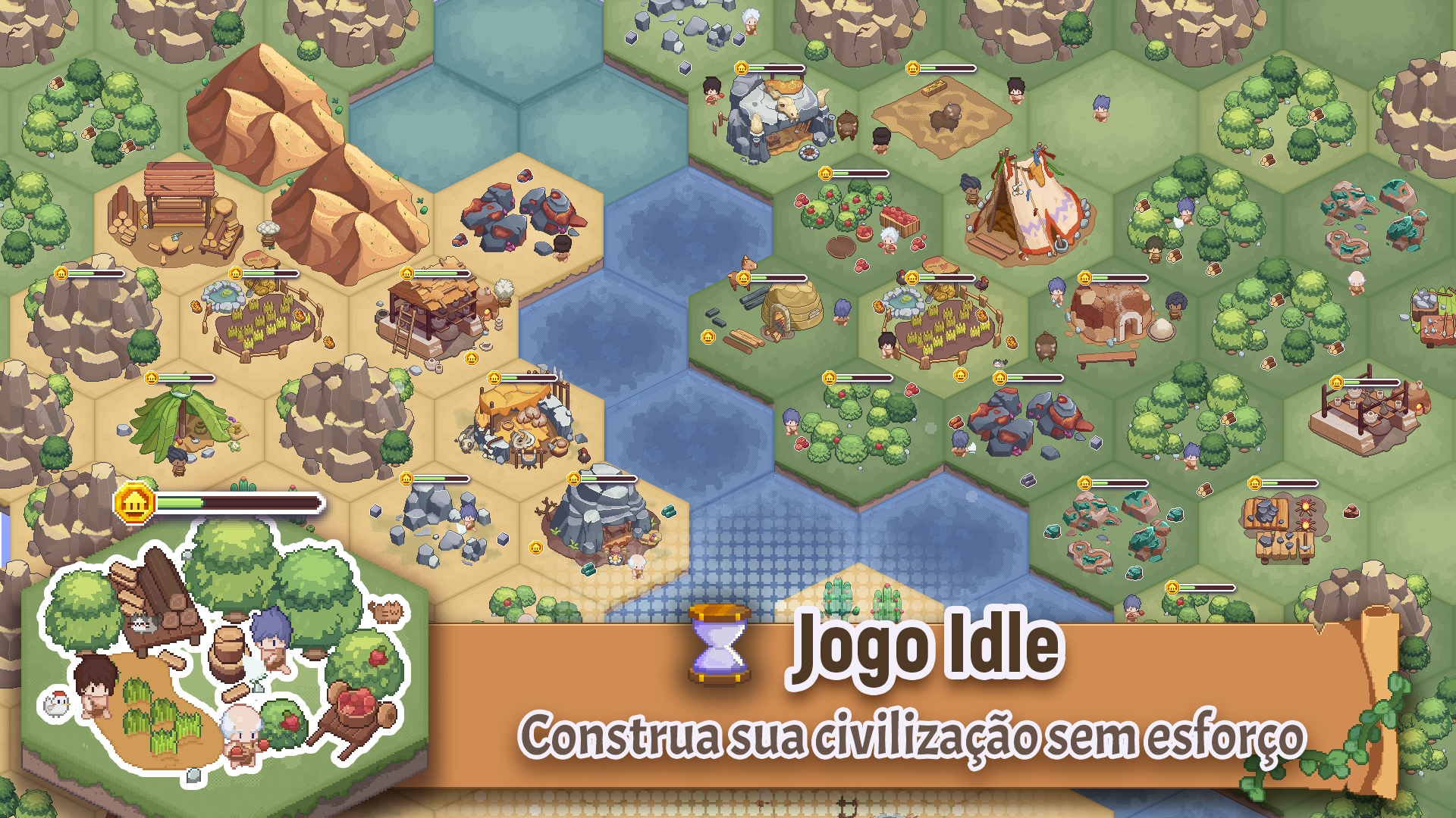 Pixel Civilization é um jogo de simulação casual ao longo da história da humanidade