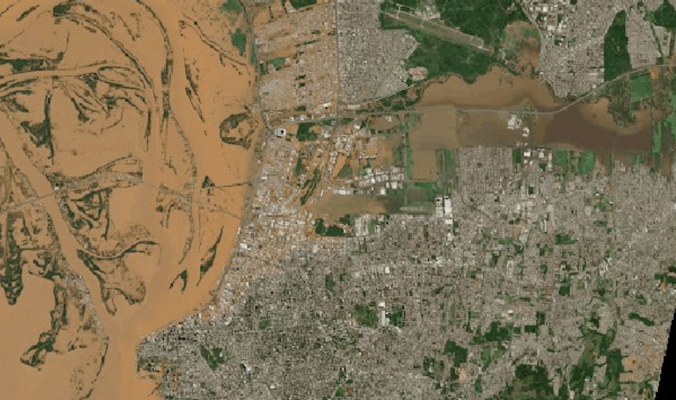 Satélites mostram o antes e depois das cheias no Brasil e as diferenças impressionam
