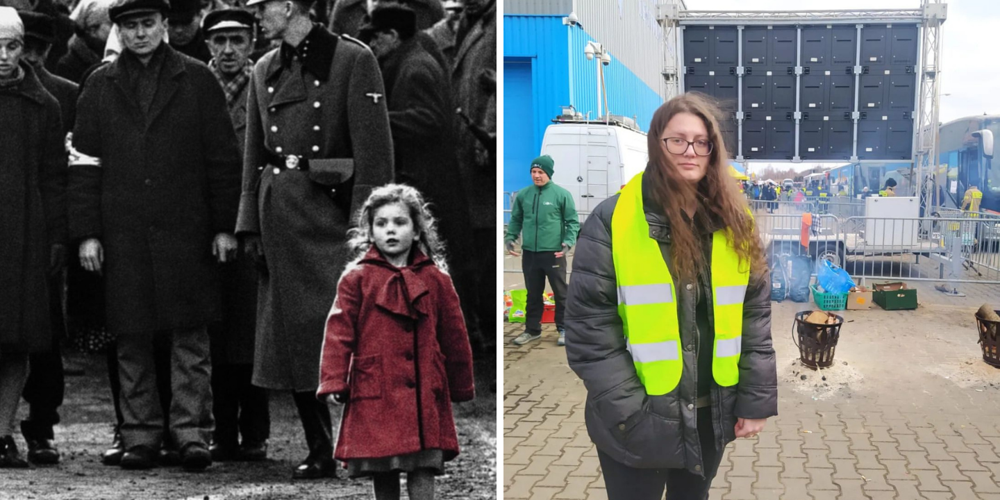 A menina do casaco vermelho d’“A Lista de Schindler” veste agora amarelo para ajudar refugiados