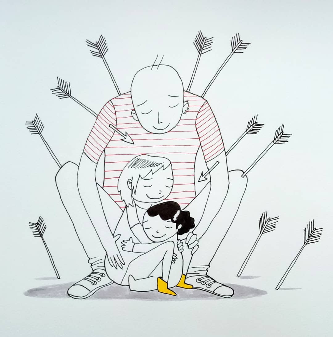 “D.A.D”. Este pai ilustra as situações mais caricatas da vida com as duas filhas