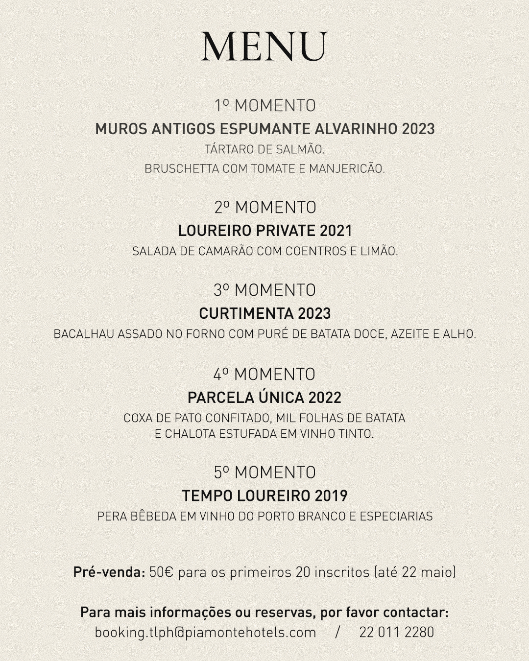 O menu do jantar vínico no The Log Porto O menu do jantar vínico no The Log Porto