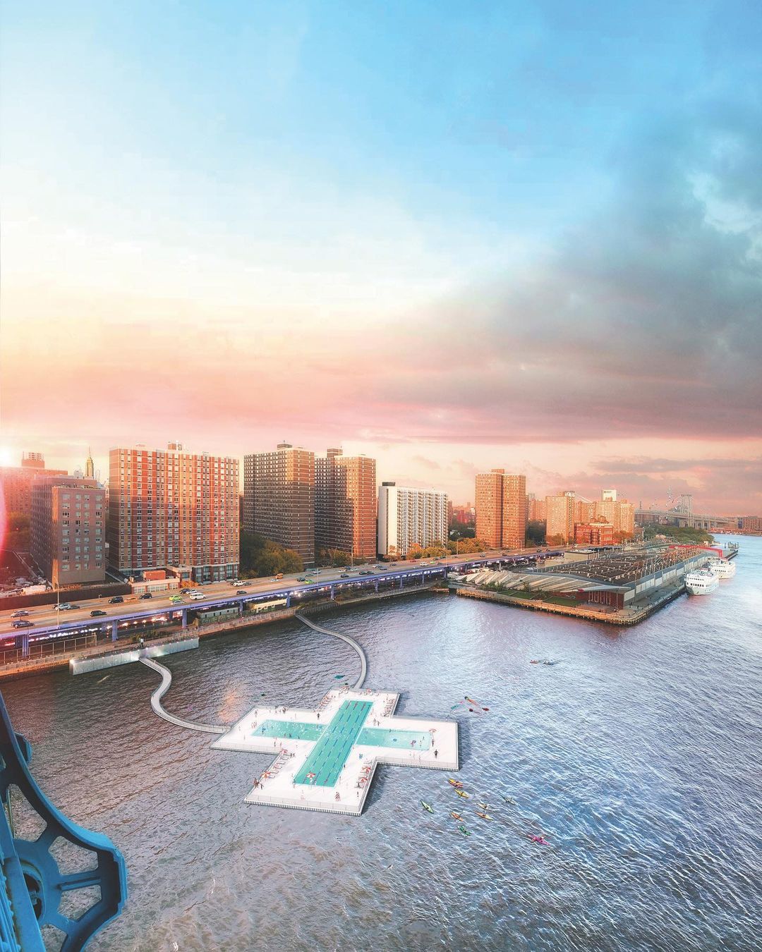Nova Iorque vai ter uma piscina em pleno rio East. E vai poder lá dar umas braçadas