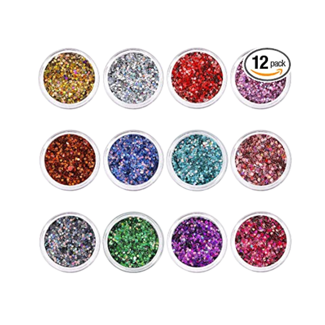 Ft-Shop, Purpurinas em pó 12 cores para rosto, corpo e cabelo