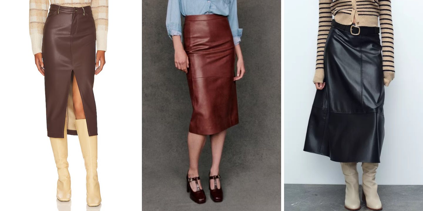 As saias midi de cabedal estão em altas. 10 opções (desde 29,99€) para aproveitar no outono